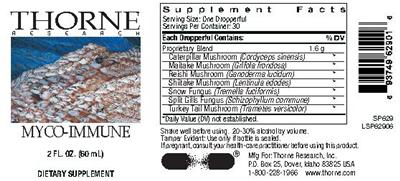 Product label for Myco-Immune