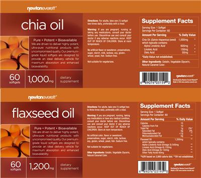 Photo of the NewtonEverett Flaxseed Oil label