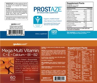 Photo of the NewtonEverett Mega Multi Vitamin C + E + Calcium + B1 + B2 label