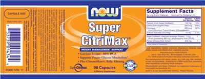 Photo of the NOW Super CitriMax label