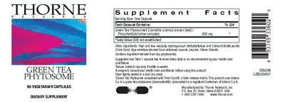 Product label for Green Tea Phytosome