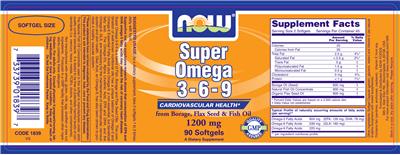 Photo of the NOW Super Omega 3-6-9 1200 mg label
