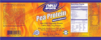 Photo of the NOW Sports Pea Protein Natural Unflavored label