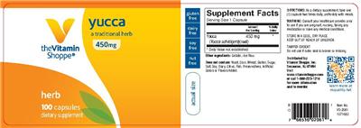 Photo of the The Vitamin Shoppe Yucca 450 mg label