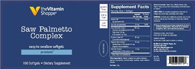 Photo of the The Vitamin Shoppe Saw Palmetto Complex label