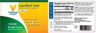 Photo of the The Vitamin Shoppe Comfort Iron 25 mg label