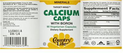 Photo of the Country Life Calcium Caps label