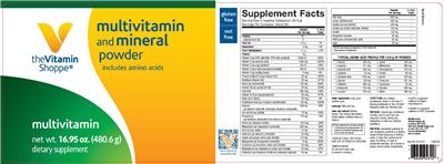Product label for Multivitamin And Mineral Powder