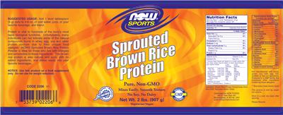 Photo of the NOW Sports Sprouted Brown Rice Protein label