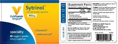 Photo of the The Vitamin Shoppe Sytrinol 150 mg label