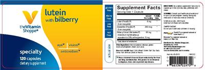 Photo of the The Vitamin Shoppe Lutein with Bilberry label