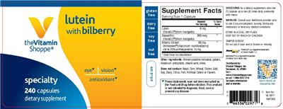 Photo of the The Vitamin Shoppe Lutein with Bilberry label
