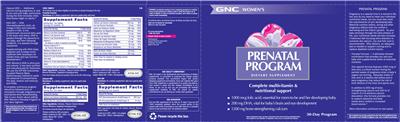 Photo of the GNC Women's Prenatal Formula label