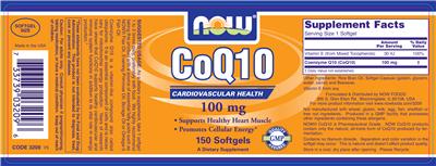 Photo of the NOW CoQ10 100 mg label