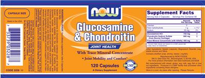 Photo of the NOW Glucosamine & Chondroitin label