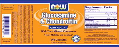 Photo of the NOW Glucosamine & Chondroitin label