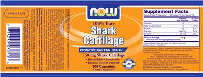 Photo of the NOW 100% Pure Shark Cartilage label