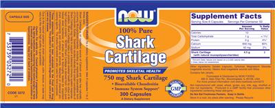 Photo of the NOW 100% Pure Shark Cartilage label