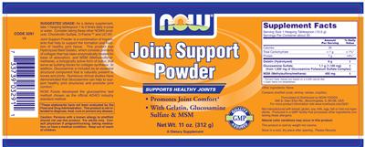 Photo of the NOW Joint Support Powder label