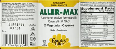Photo of the Country Life Aller-Max label