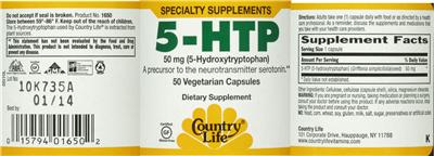 Photo of the Country Life 5-HTP label