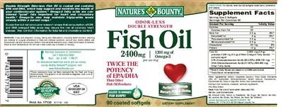 Photo of the Nature's Bounty Fish Oil 2400 mg label