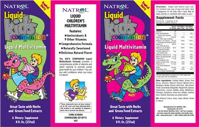 Photo of the Natrol Liquid Kid's Companion label