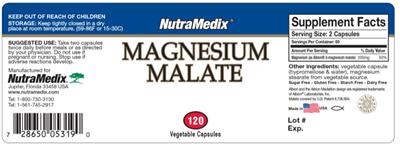 Photo of the NutraMedix Magnesium Malate label