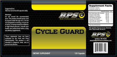 Photo of the Bulk Performance Solutions Cycle Guard label