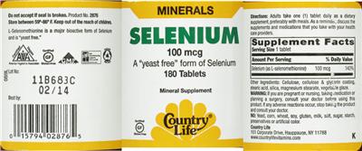 Photo of the Country Life Selenium 100 mcg label