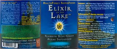 Photo of the HealthForce SuperFoods Elixir Of The Lake label