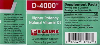 Photo of the Karuna D-4000 label