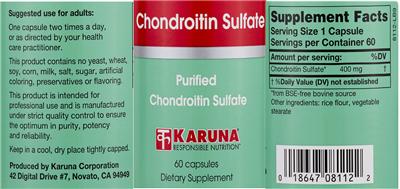 Photo of the Karuna Chondroitin Sulfate label