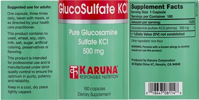 Photo of the Karuna GlucoSulfate KCl label