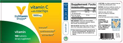 Photo of the The Vitamin Shoppe Vitamin C with Rose Hips 1000 mg label