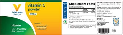 Photo of the The Vitamin Shoppe Vitamin C Powder 1000 mg label