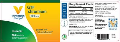 Photo of the The Vitamin Shoppe GTF Chromium 200 mcg label