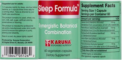Photo of the Karuna Sleep Formula label