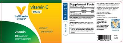 Photo of the The Vitamin Shoppe Vitamin C 500 mg label