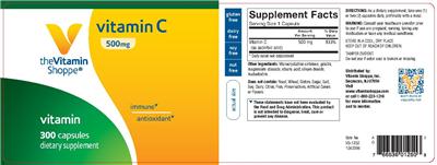Photo of the The Vitamin Shoppe Vitamin C 500 mg label