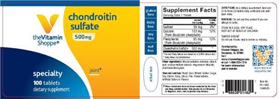 Photo of the The Vitamin Shoppe Chondroitin Sulfate 500 mg label