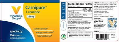 Photo of the The Vitamin Shoppe Carnipure L-Carnitine 250 mg label