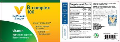 Photo of the The Vitamin Shoppe B-Complex 100 label