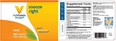 Photo of the The Vitamin Shoppe Snooze Right label
