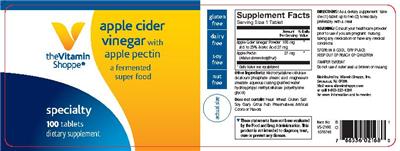 Photo of the The Vitamin Shoppe Apple Cider Vinegar with Apple Pectin label