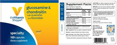 Photo of the The Vitamin Shoppe Glucosamine & Chondroitin With Quercetin And Bromelain label