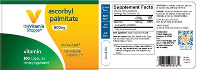 Photo of the The Vitamin Shoppe Ascorbyl Palmitate 500 mg label