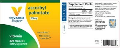 Photo of the The Vitamin Shoppe Ascorbyl Palmitate 500 mg label