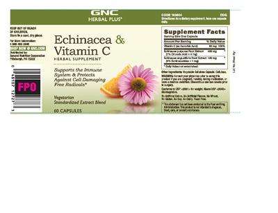 Photo of the GNC Herbal Plus Echinacea & Vitamin C label