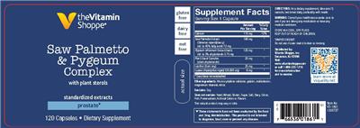 Photo of the The Vitamin Shoppe Saw Palmetto & Pygeum Complex label